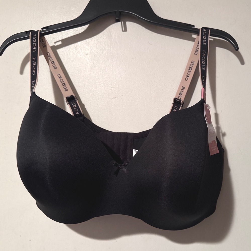 Cacique Lightly Lined Balconette Bra Underwire Modern Collection 40 F Black NWT